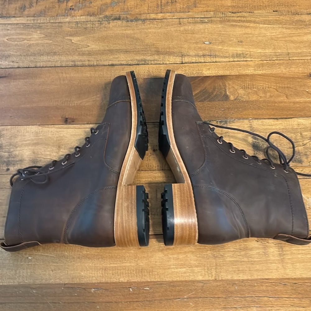 Portland Leather Brown Lace up Heeled Boots - Picture 6 of 10